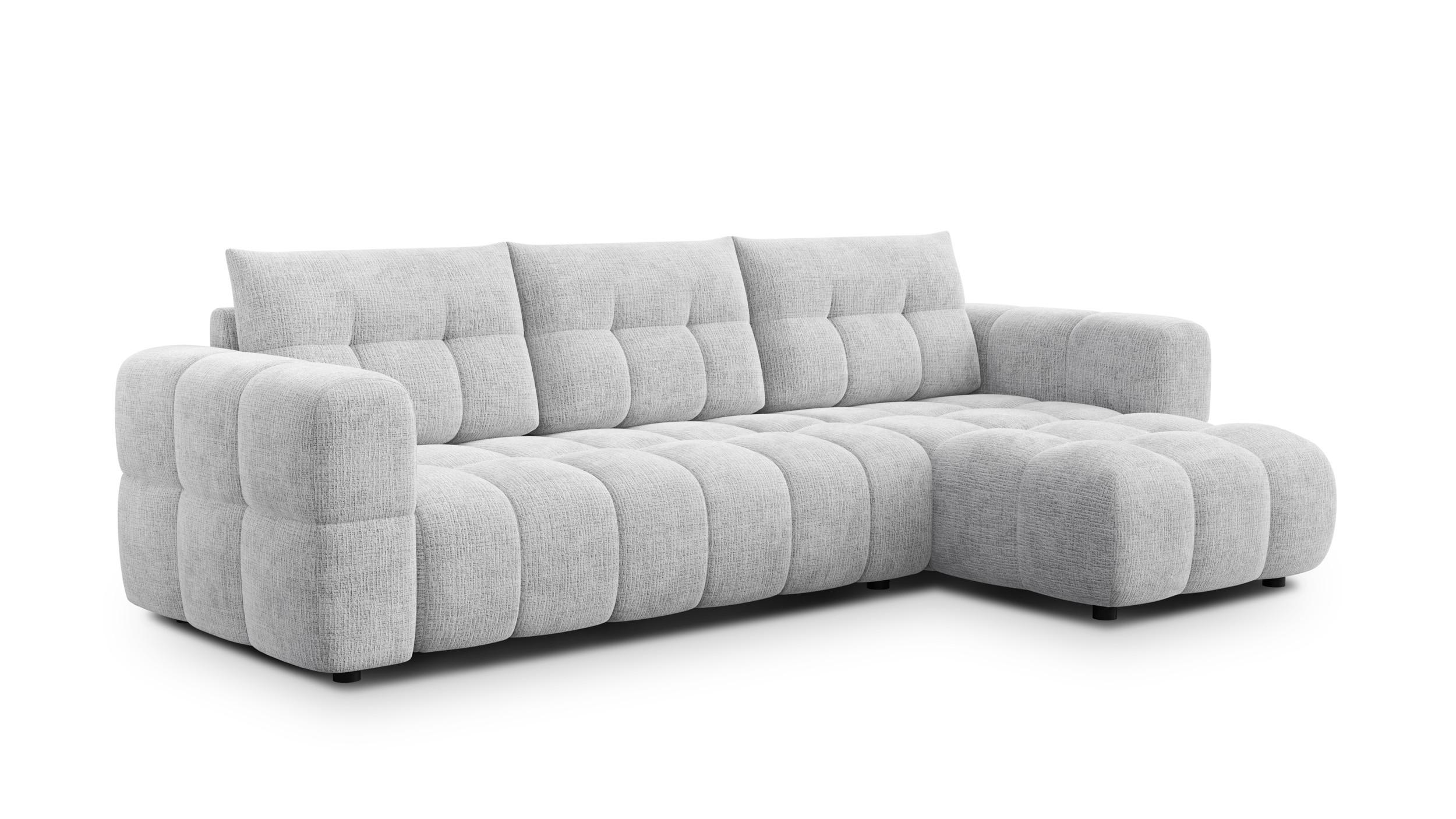 ECKSOFA CLOUDI 4-Sitzer rechts, hellgrau - Hellgrau/Schwarz, Holz/Textil (294/160cm) - Wozimo