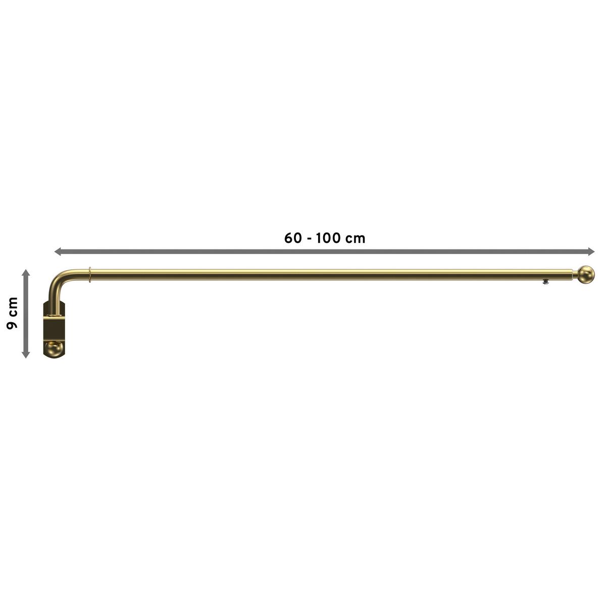 SCHWENKSTANGE / SCHWENKARM-GARDINENSTANGE Cassina 60-100 cm, 13 / 9 mm Ø, Messing-farbig - Messingfarben, Metall (100cm) - INTERDECO
