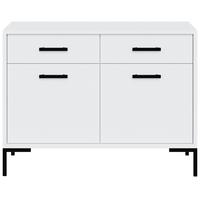 KOMMODE Selena mit 2 Türen und 2 Schubladen, Metallfüße, Selbstschließer, Weiß, 100 cm - Schwarz/Weiß, Holzwerkstoff/Metall (101/85/40cm) - Beautysofa