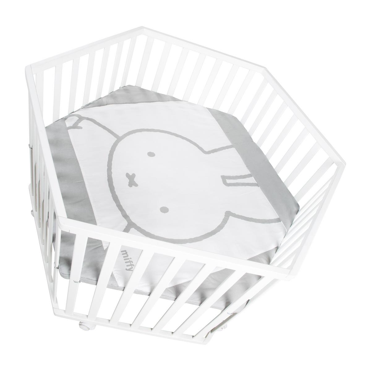LAUFGITTER 6-eckig Miffy - Weiß, Holzwerkstoff (118.5/72.5/103.5cm) - Roba