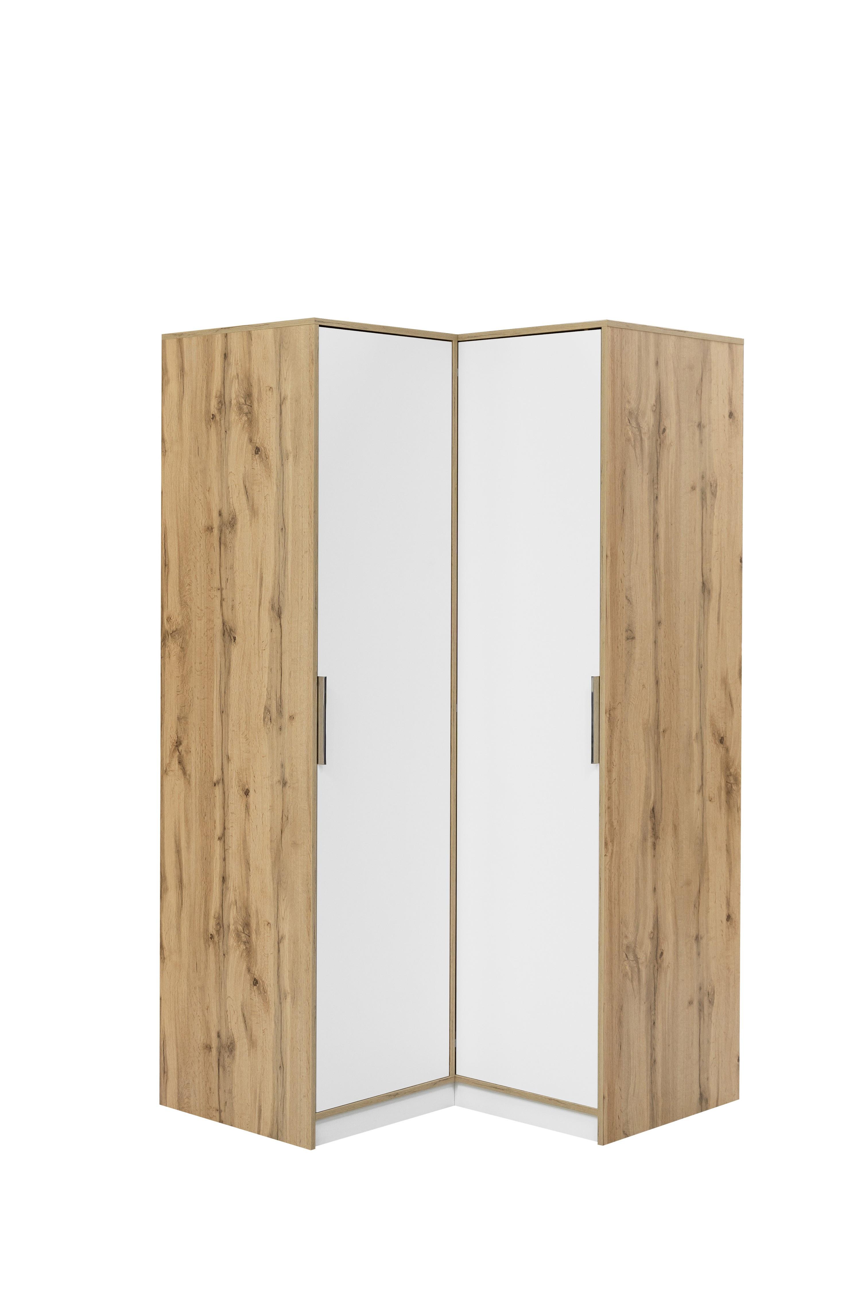 DREHTÜRENSCHRANK SION 108,5/200/57,5 cm 2-türig Eiche Wotan - Eiche Wotan/Weiß, Holzwerkstoff (108.5/200/57.5cm) - MASSENO