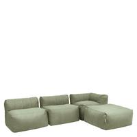 SITZSACK-SOFA Outdoor 4-tlg.: Ecksessel, 2 Sessel, Fußstütze - Grün, Textil (365/68/100cm) - icon