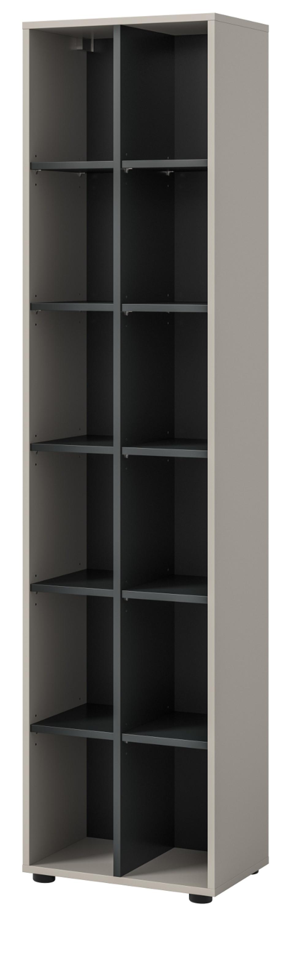 REGAL Kaschmir, schwarz 45 cm, Standregal mit 12 Fächern - Kaschmir/Schwarz, Holzwerkstoff/Kunststoff (45/192/35cm) - Inn.Furn