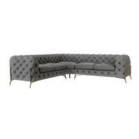 ECKSOFA Chesterfield Lexi Grau Samt - Goldfarben/Grau, Holz/Textil (264/264cm) - S-Style Möbel