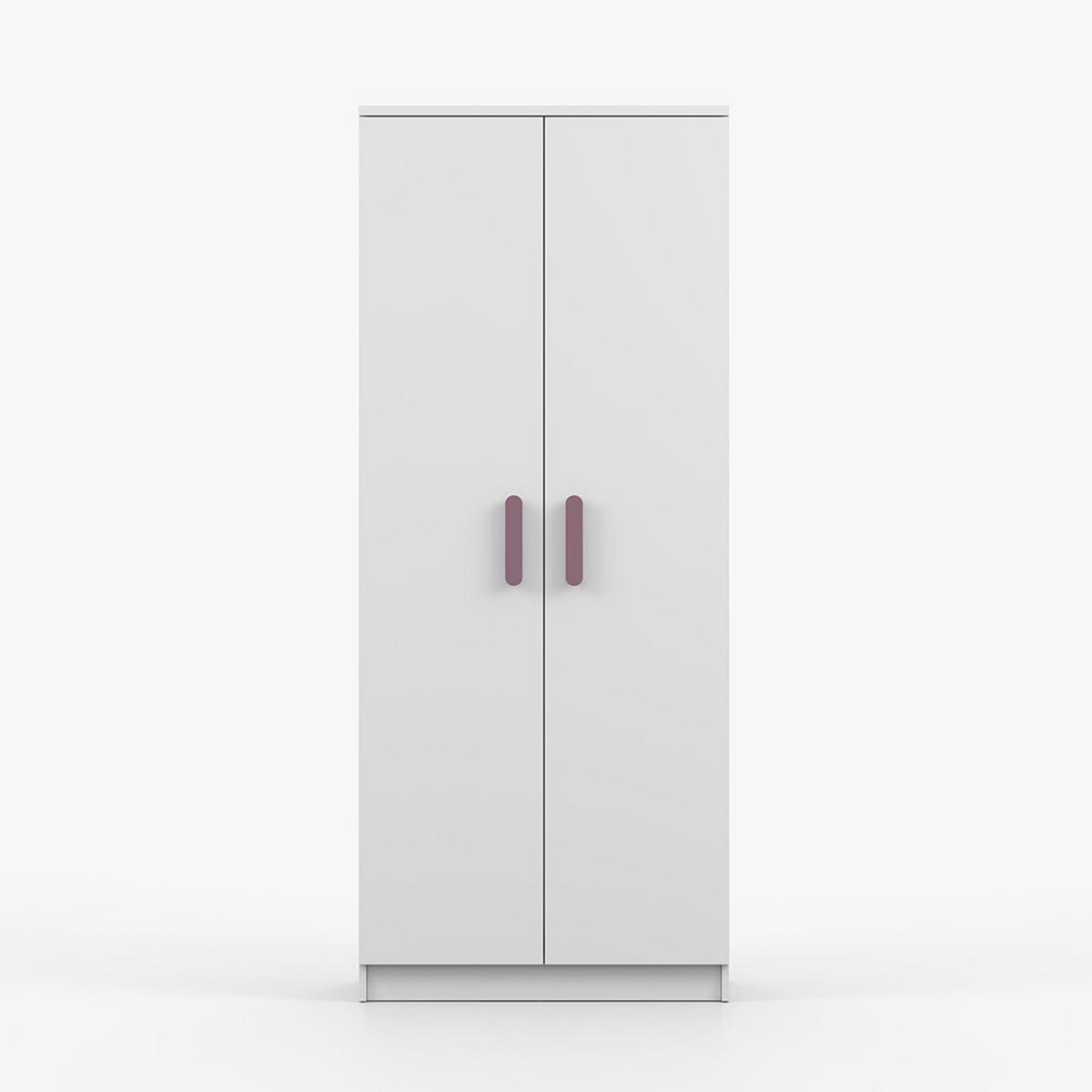 DREHTÜRENSCHRANK 80/192/50 cm 2-türig Jonas I 06 Weiß /Weiß + erikafarbene Griffe - Zwetschgefarben/Weiß, Holz/Holzwerkstoff (80/192/50cm) - imoebel24