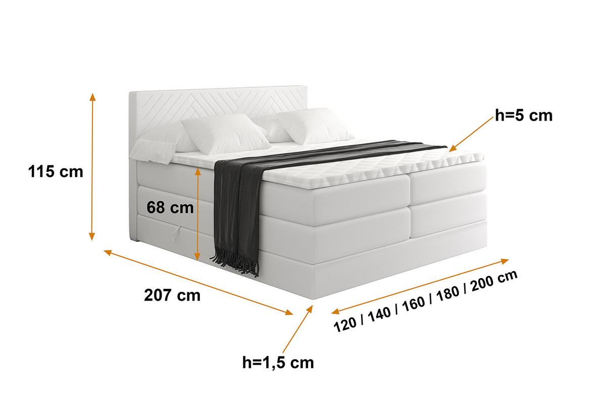 BOXSPRINGBETT mit Matratze H3|H4 und Lattenrost - VEXA KING-120x200 - Weiß - Weiß, Holzwerkstoff (120/200cm) - ALTDECOR