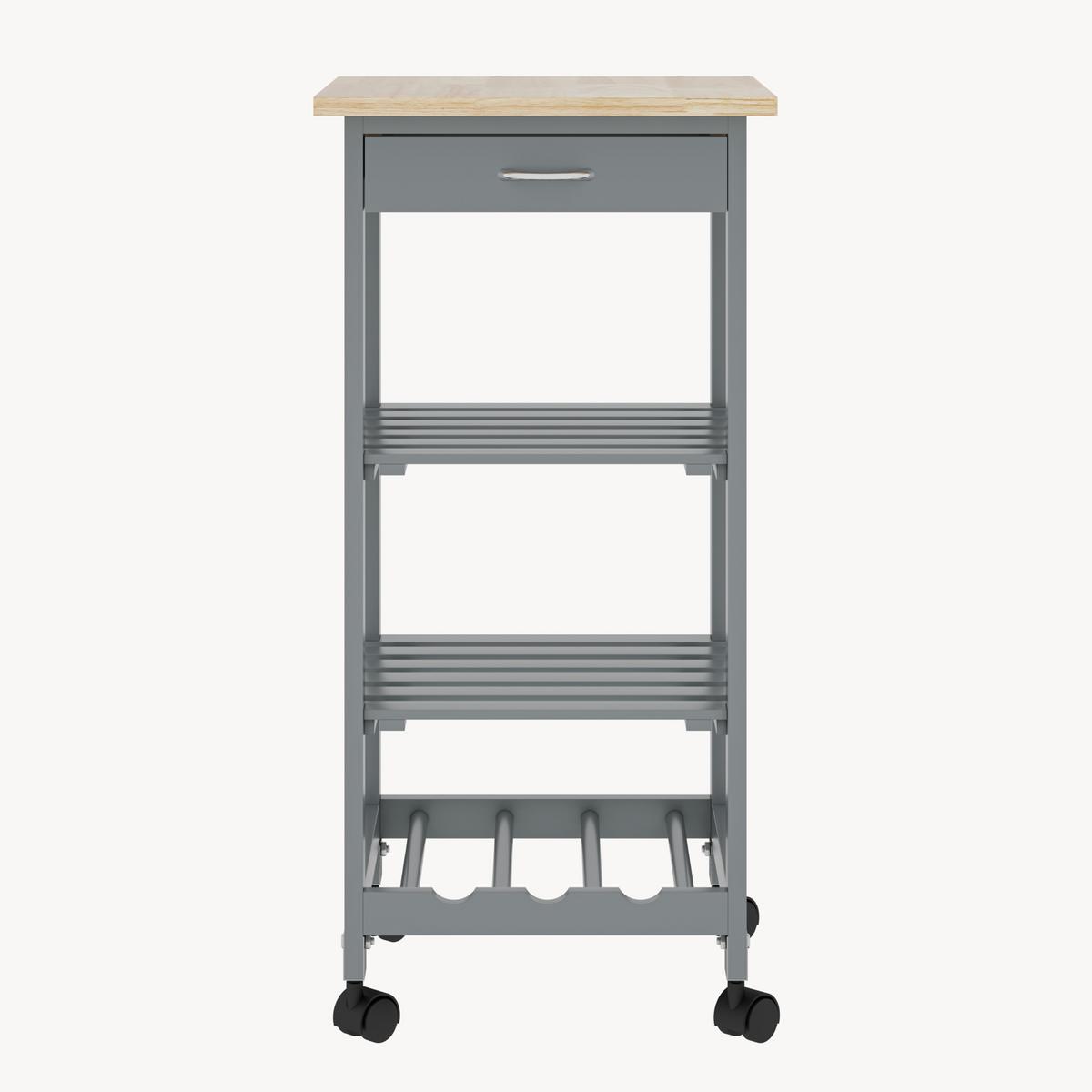 SERVIERWAGEN Biel - Dunkelgrau, Holzwerkstoff (37/76/37cm) - [en.casa]
