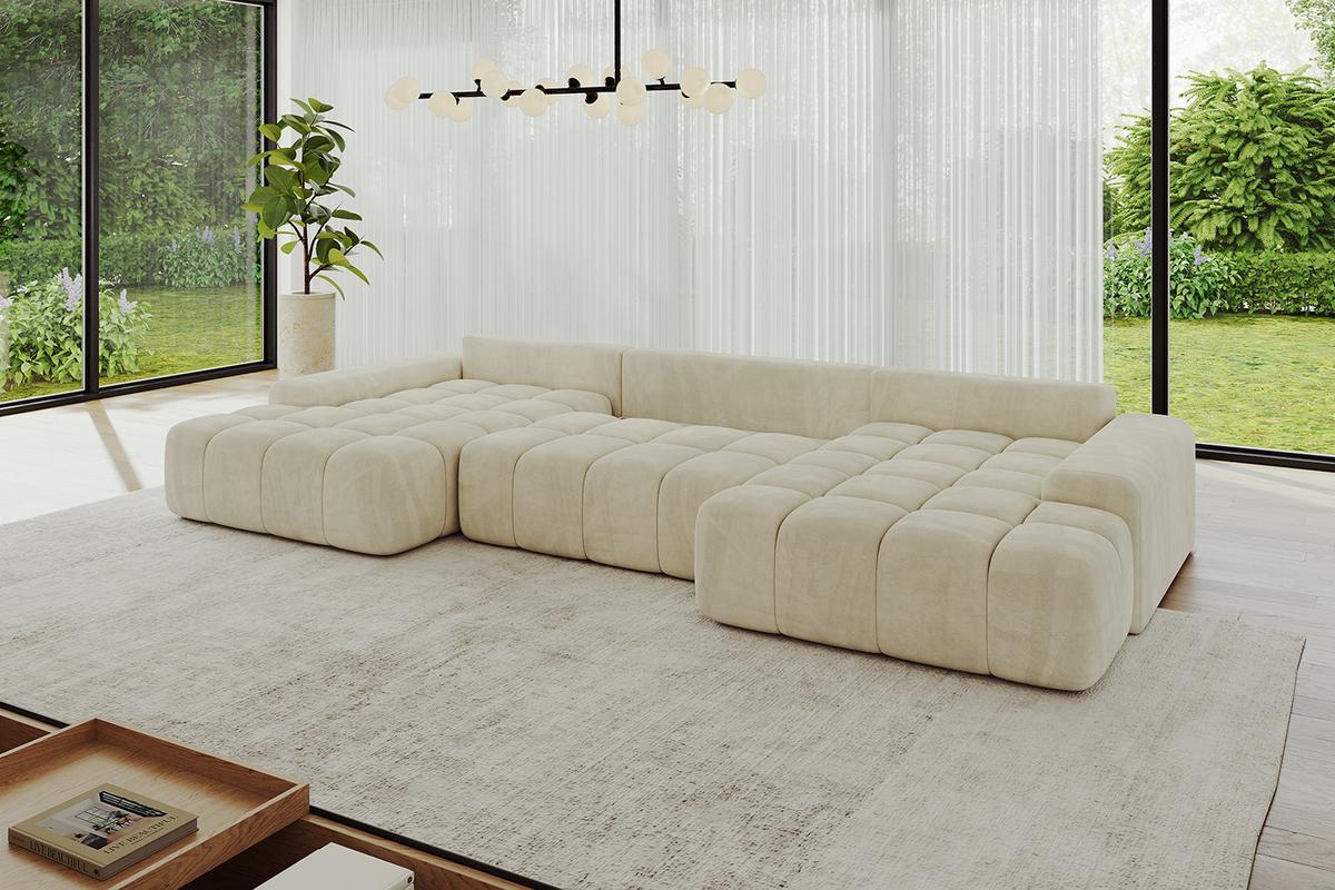 WOHNLANDSCHAFT ENSI-U - 353x164x69 cm Taupe - Taupe, Holzwerkstoff/Kunststoff (357/69/164cm) - ALTDECOR