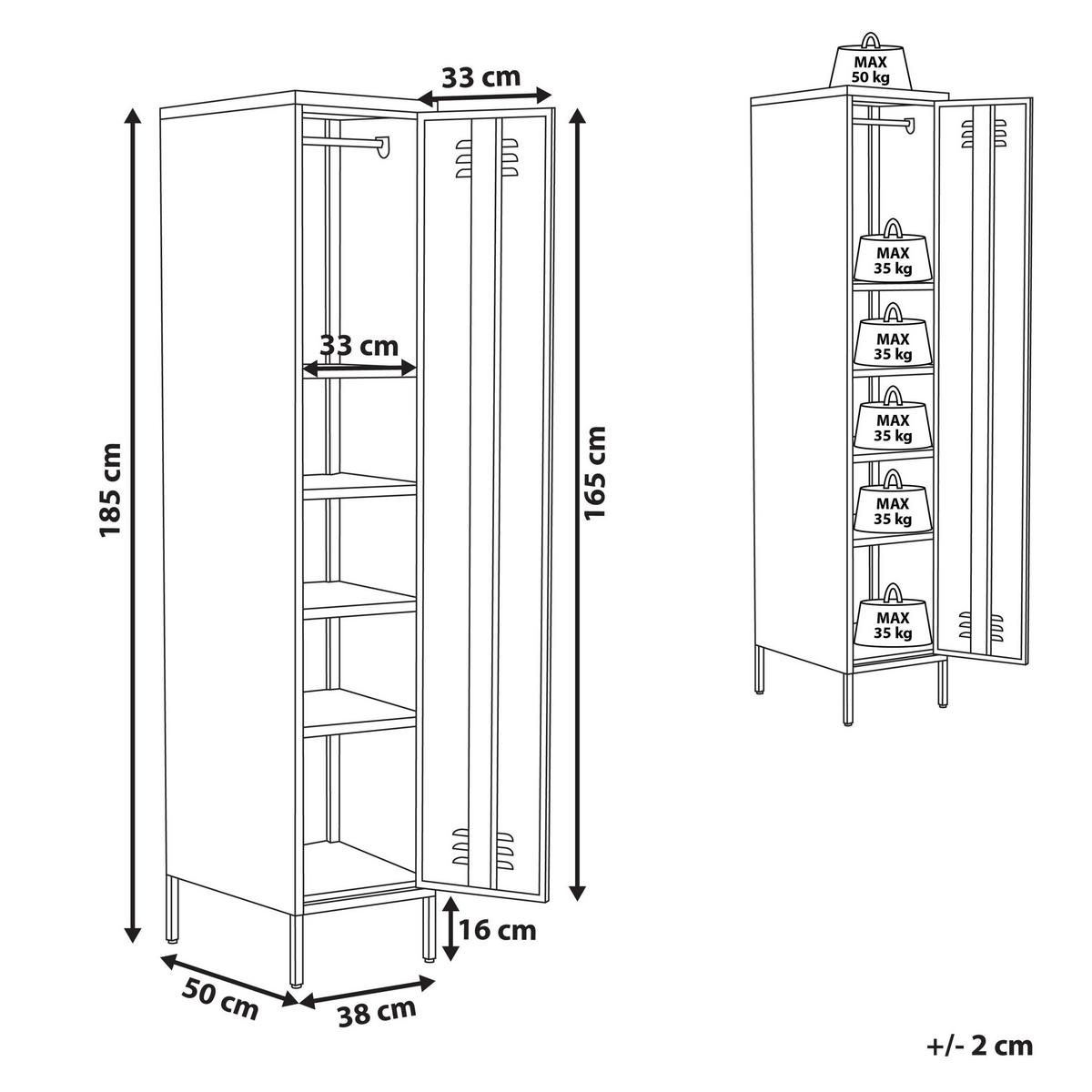 BÜROSCHRANK Metall Beige Frome - Beige, Metall (38/185/50cm) - Beliani