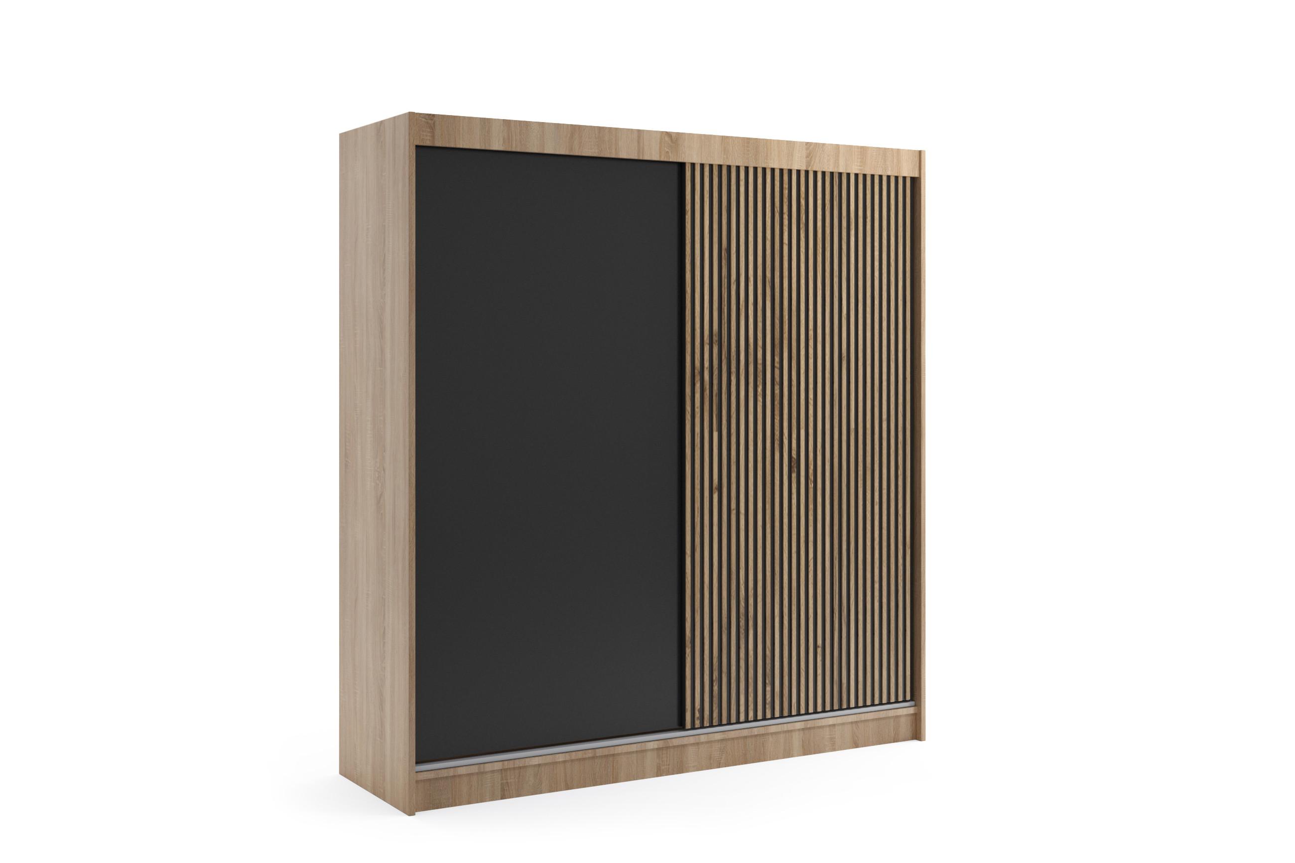 KLEIDERSCHRANK VILAN mit Lamel - 200 cm - Sonoma Eiche|Eiche Wotan - Eiche Wotan/Sonoma Eiche, Holzwerkstoff (200/215/61cm) - ALTDECOR