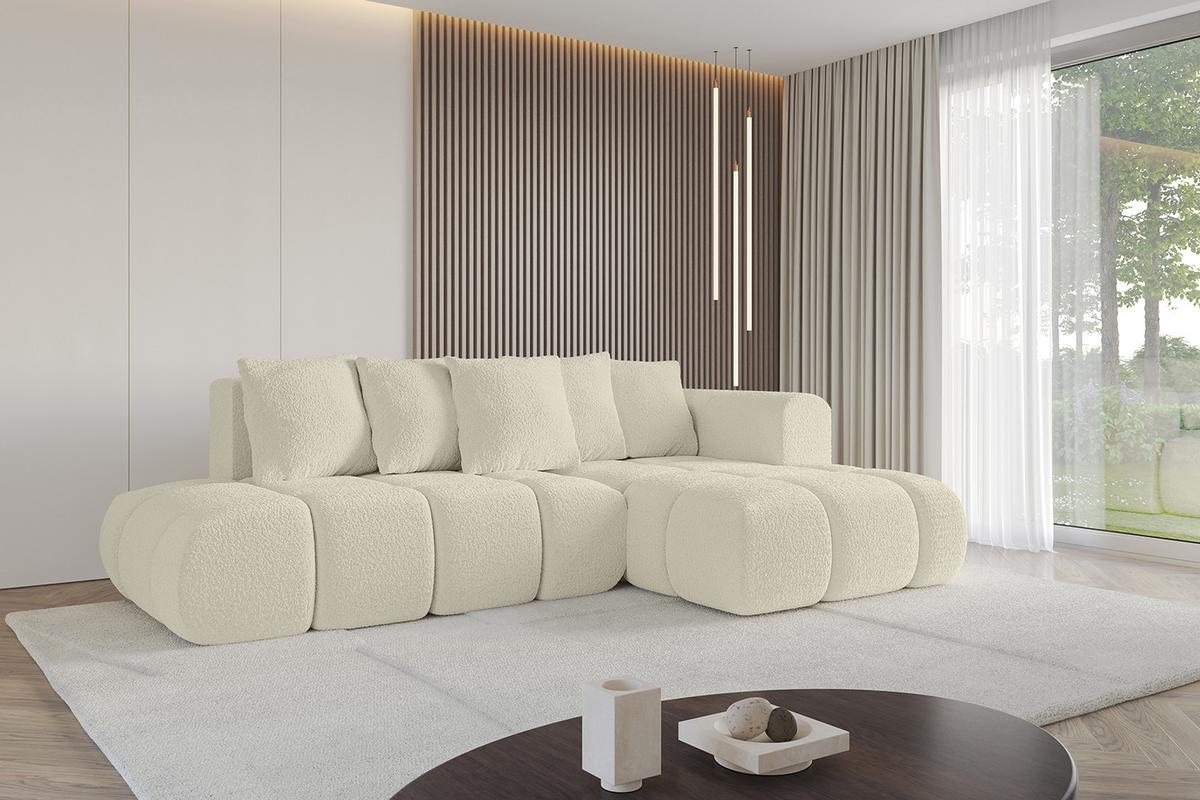 ECKSOFA Ottomane Rechts CLOUD-L-v1 280x185x90 Beige Bouclé - Beige, Holzwerkstoff/Kunststoff (185/280cm) - ALTDECOR