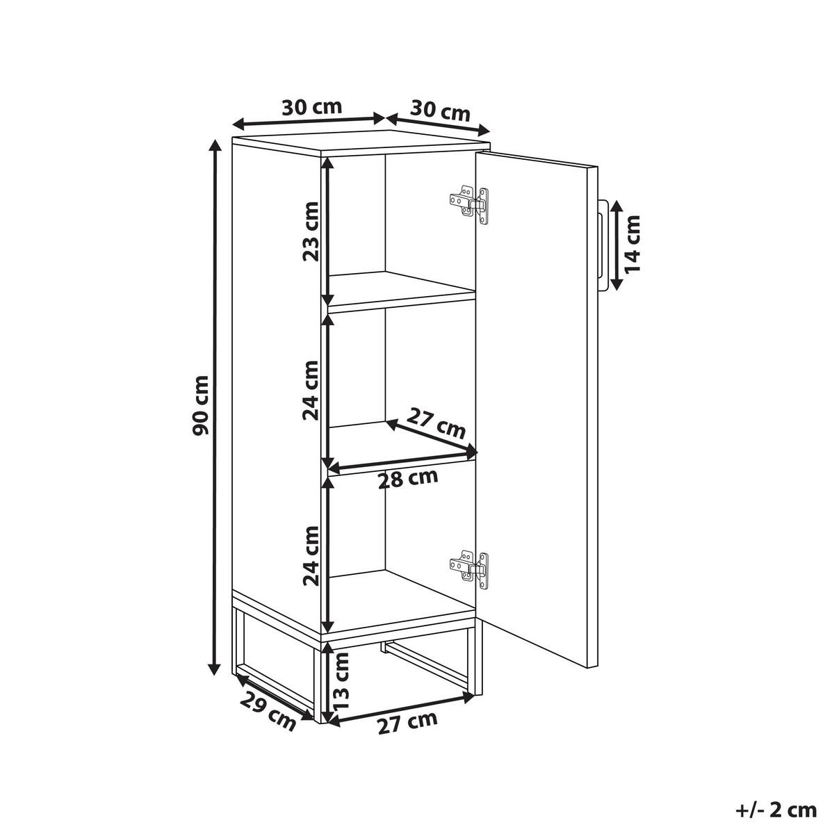 BADEZIMMERSCHRANK Bambus 30 cm Hellbraun Miscanti - Hellbraun/Schwarz, Holz (30/90/30cm) - Beliani