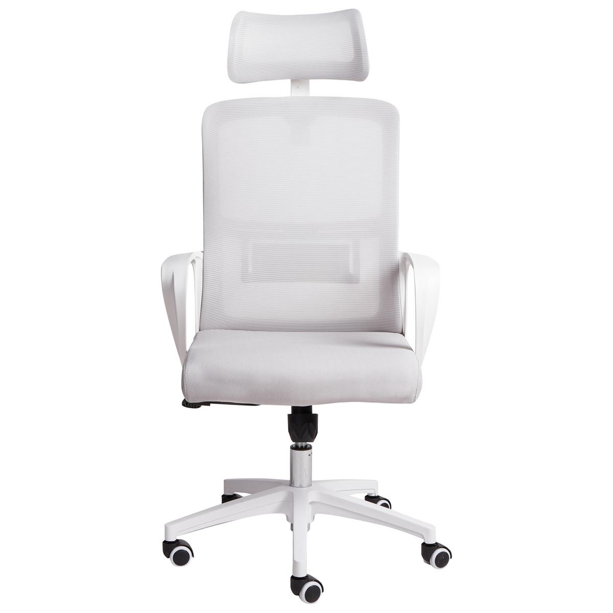 BÜROSTUHL Hellgrau Monarch - Hellgrau/Weiß, Textil (46/110/62cm) - Beliani
