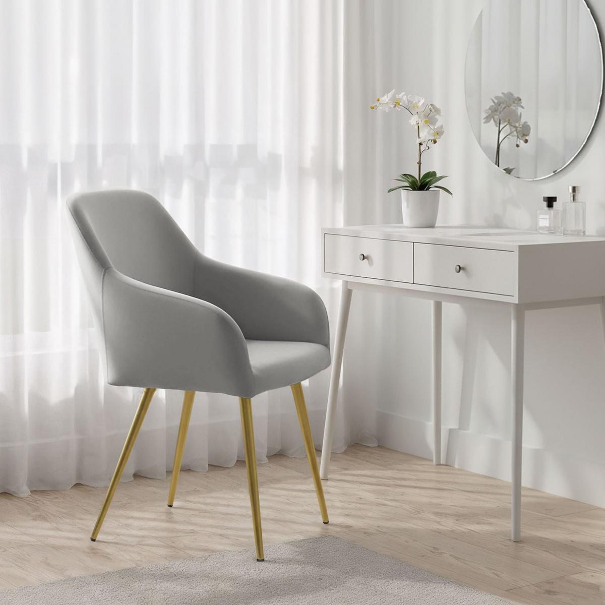 POLSTERSTUHL 2er Set, Metallbeine Grau, Gold 54,5/83/58 - Grau, Textil (55/83/51cm) - RAUMHIRSCH FURNITURE