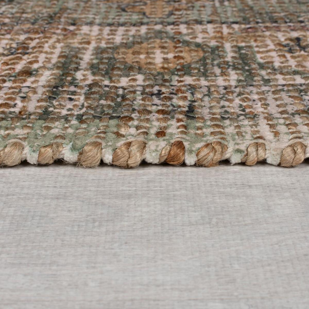 JUTETEPPICH DEEPE, klassisch im Vintage-Stil, Braun-Grün, 200 x 290 cm - Braun, Textil (290/200cm) - KADIMA DESIGN