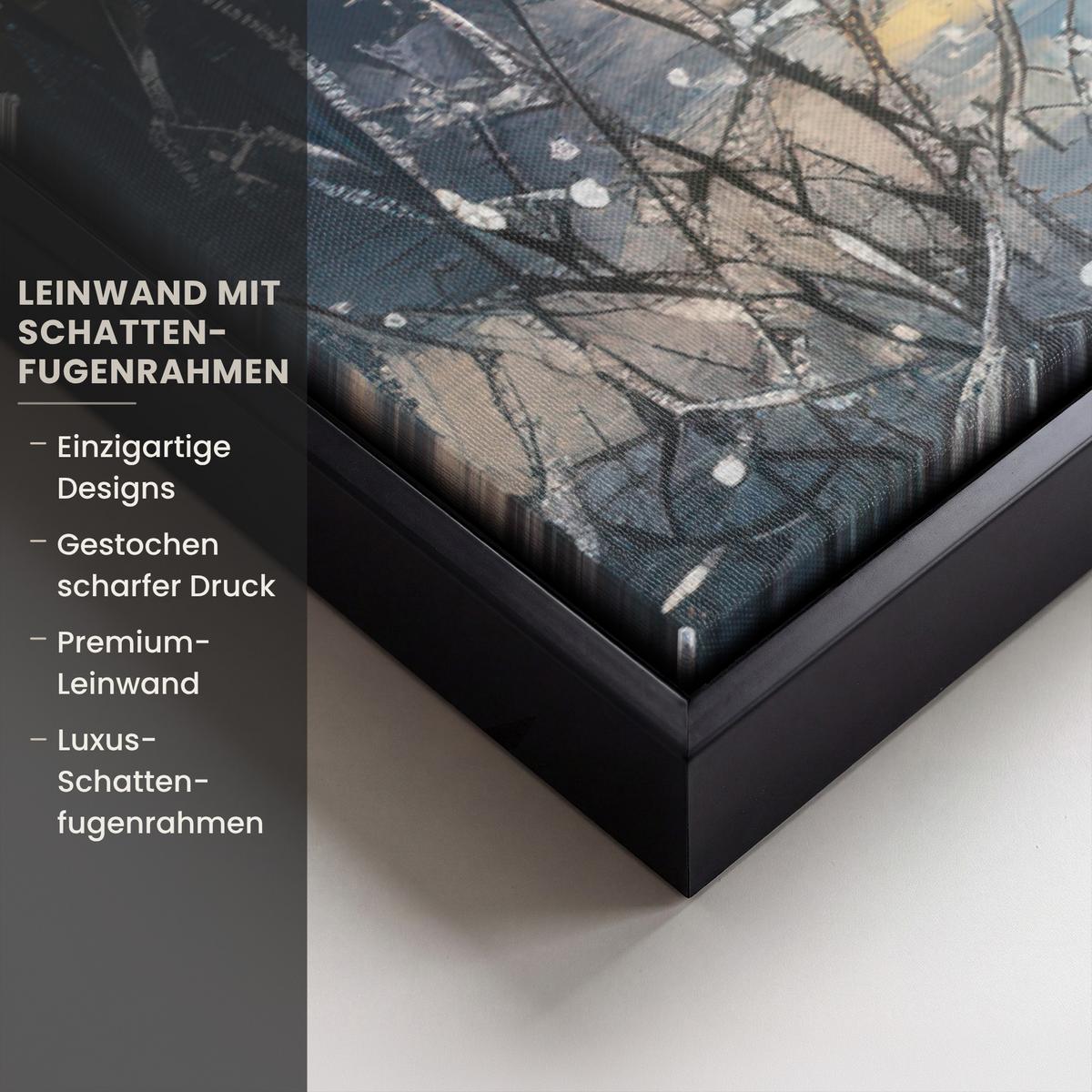 LEINWAND Bilder mit Rahmen - Schneemann - Schnee - Winter - Wald - 60x40 - Hellblau, Textil (60/40cm) - MuchoWow