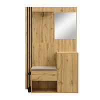 KOMPAKTGARDEROBE in Natur-Optik – mit Spiegel & Schirmständer - Naturfarben, Holzwerkstoff (115/185/37cm) - Urban Meuble