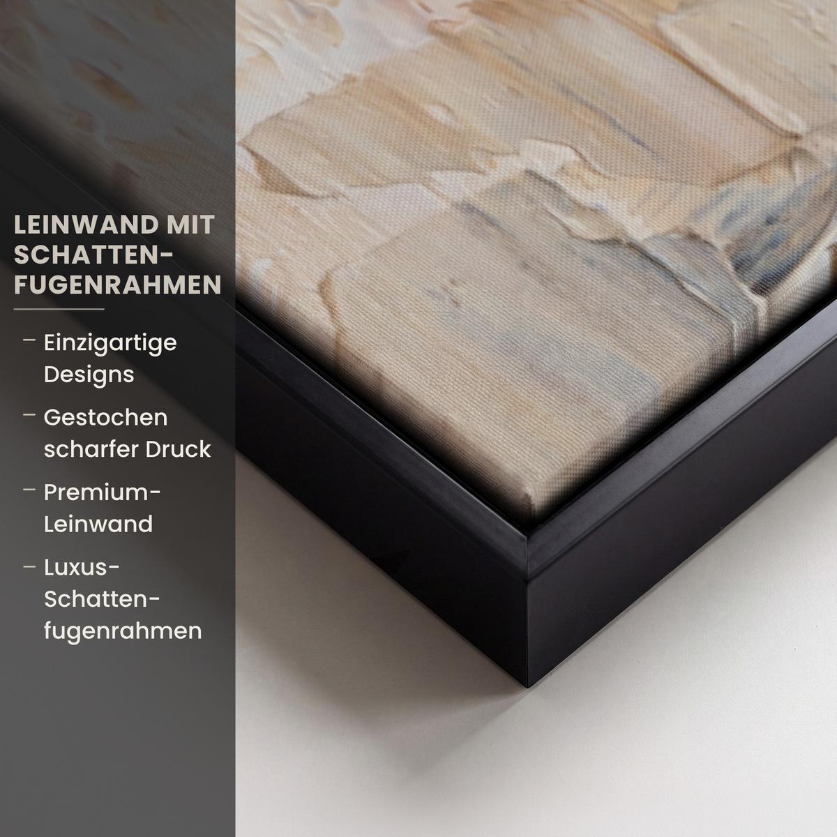 LEINWAND Bilder mit Rahmen - Ölgemälde - Frau - Wein - 90x90 - Hellbraun, Textil (90/90cm) - MuchoWow