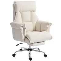 BÜROSTUHL Schneeflanell Cremeweiß - Silberfarben/Creme, Textil/Metall (80/114/80cm) - HOMCOM
