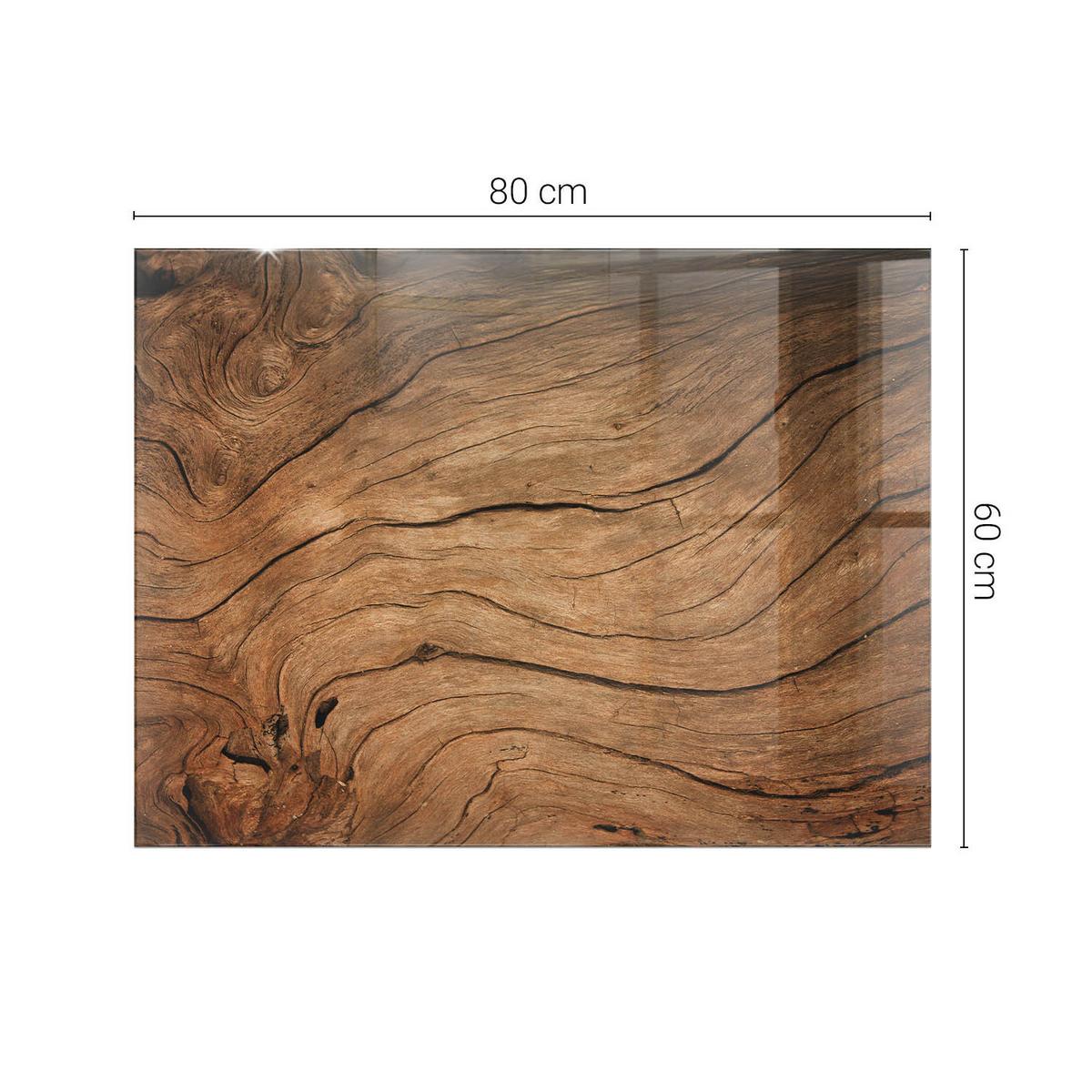 TISCHPLATTE 80x60 cm Natürliche Holzmaserung - Braun, Glas (0.4/80/60cm) - TULUP