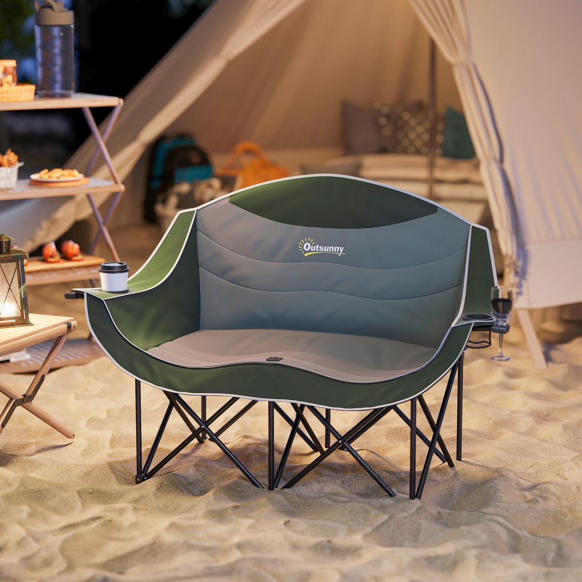 CAMPINGSTUHL Metall Oxfordstoff Grün - Grün, Textil/Metall (50/90/143cm) - Outsunny