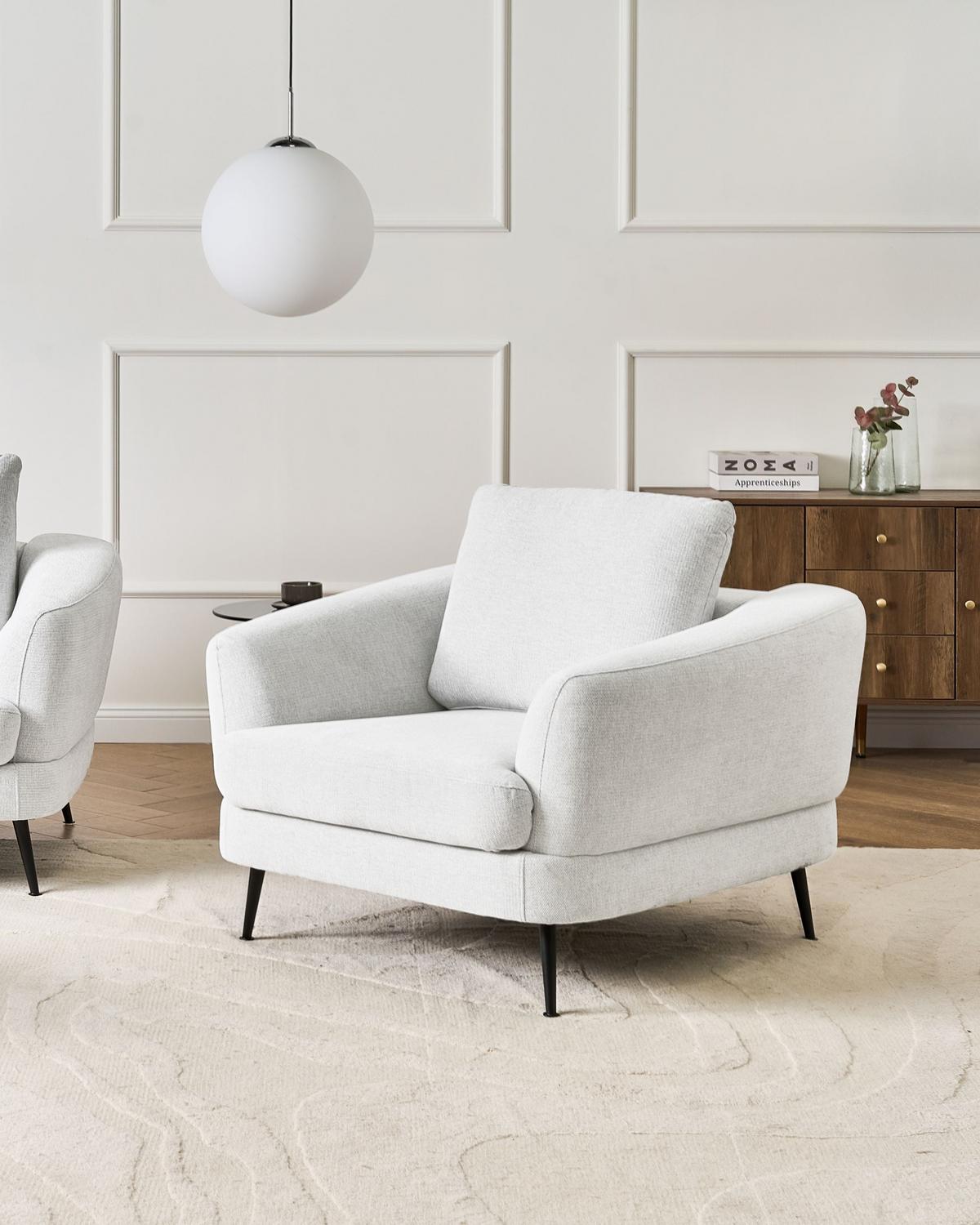 SESSEL Stoff Cremeweiß Kjaer - Creme/Schwarz, Textil (100/100/100cm) - Beliani