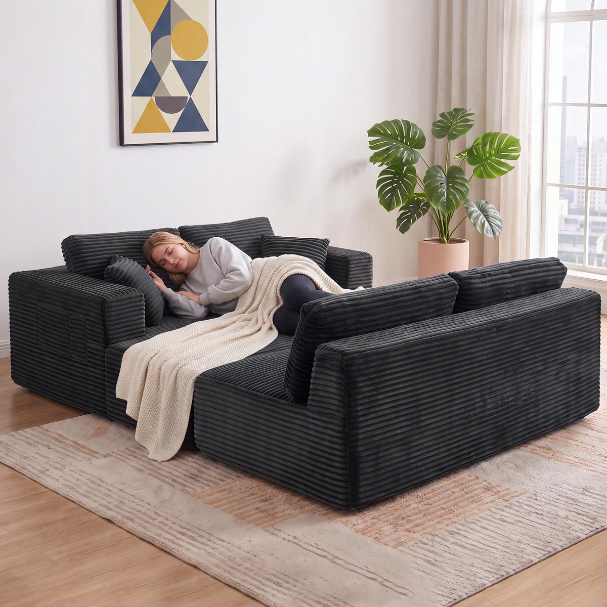 ECKSOFA 3er Set Polyester Grau - Dunkelgrau, Textil (152/369cm) - HOMCOM
