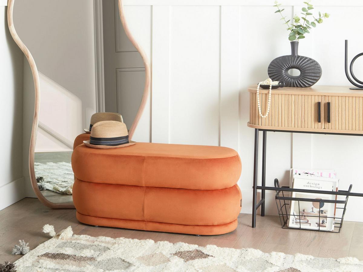 BANK Orange Ellendale - Orange, Textil (90/40/41cm) - Beliani