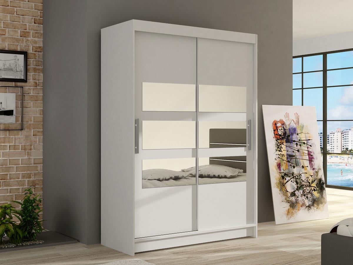 KLEIDERSCHRANK Miami V - Silberfarben/Weiß, Holzwerkstoff/Kunststoff (120/200/58cm) - MIRJAN24
