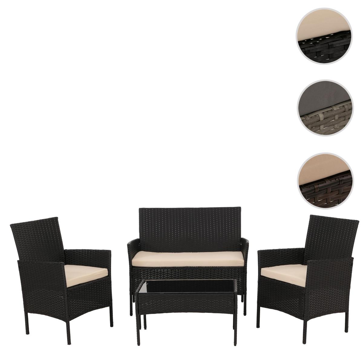 GARTEN-GARNITUR Anthrazit, Cremeweiß - Anthrazit/Weiß, Kunststoff - MCW