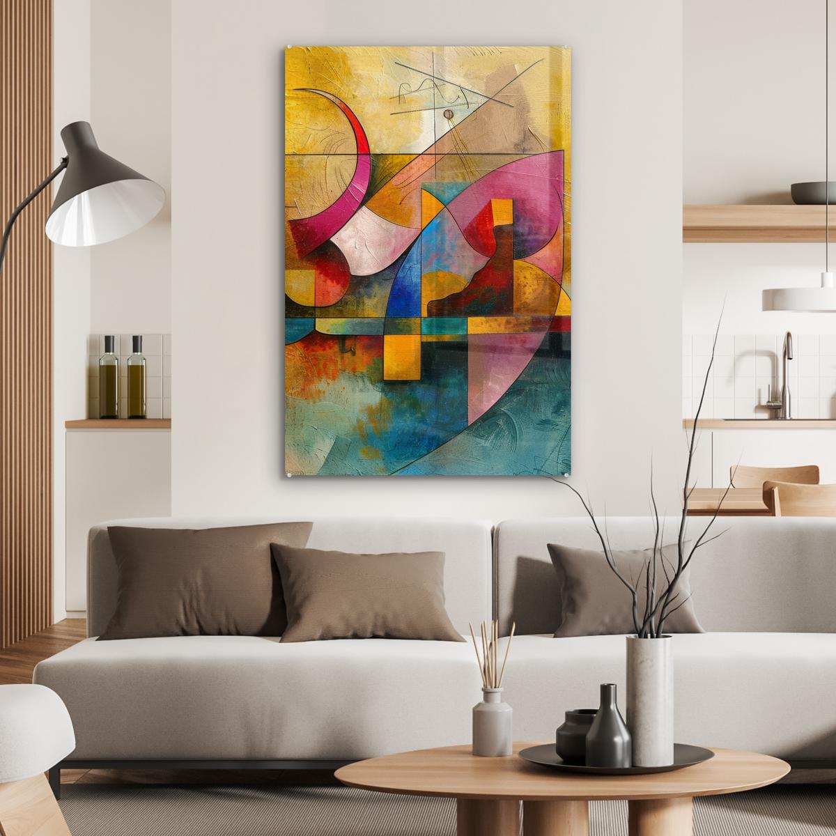 ACRYLGLASBILD Kunst - Abstrakt - Modern 80x120 cm - Gelb, Glas (80/120cm) - MuchoWow