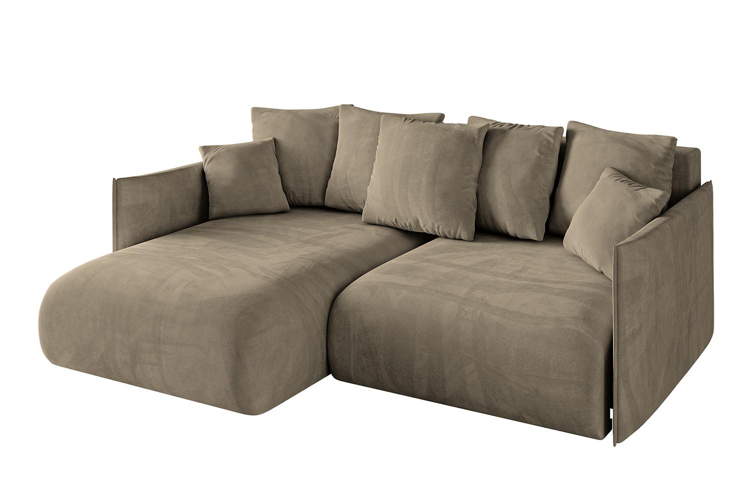 ECKSOFA Ottomane links ONESK-L 216x177x72 Braun Velours - Braun, Holzwerkstoff/Kunststoff (216/177cm) - ALTDECOR