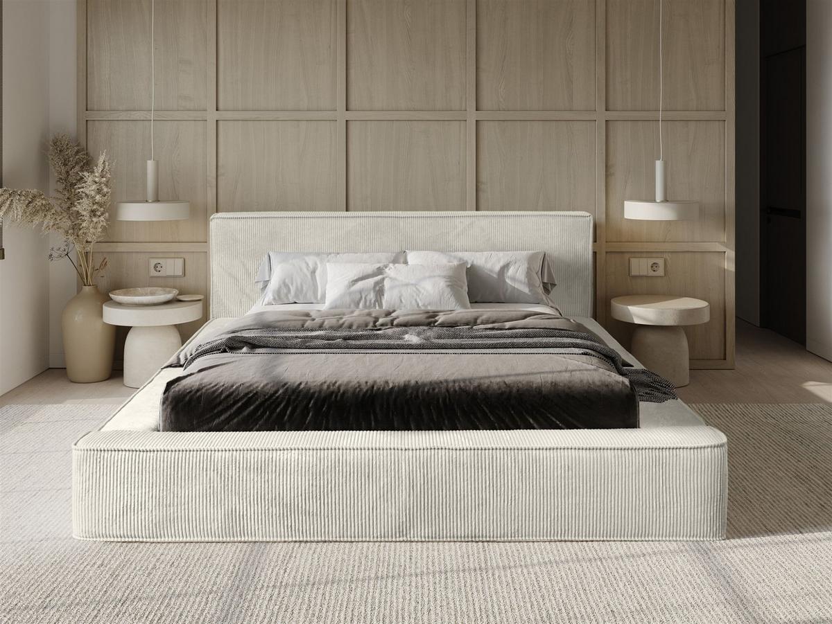 POLSTERBETT Modesto In Lincoln - Creme, Holzwerkstoff/Textil (180/200cm) - Fun Möbel