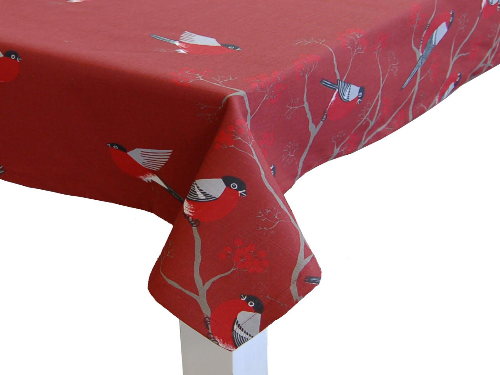 TISCHDECKE Beeren Vögel Baumwolle marsala 110/110 cm - Rot, Textil (110/110cm) - beties Heimtextil