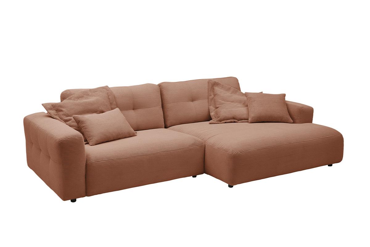 ECKSOFA XL MIKA Braun Cord - Schwarz/Braun, Kunststoff/Textil (296/167cm) - KAWOLA