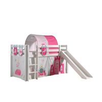 HOCHBETT mit Rutsche Karolina Massivholz Weiß Textilset Princess 4 - Magenta/Weiß, Holz (90/200cm) - 58aufmkessel
