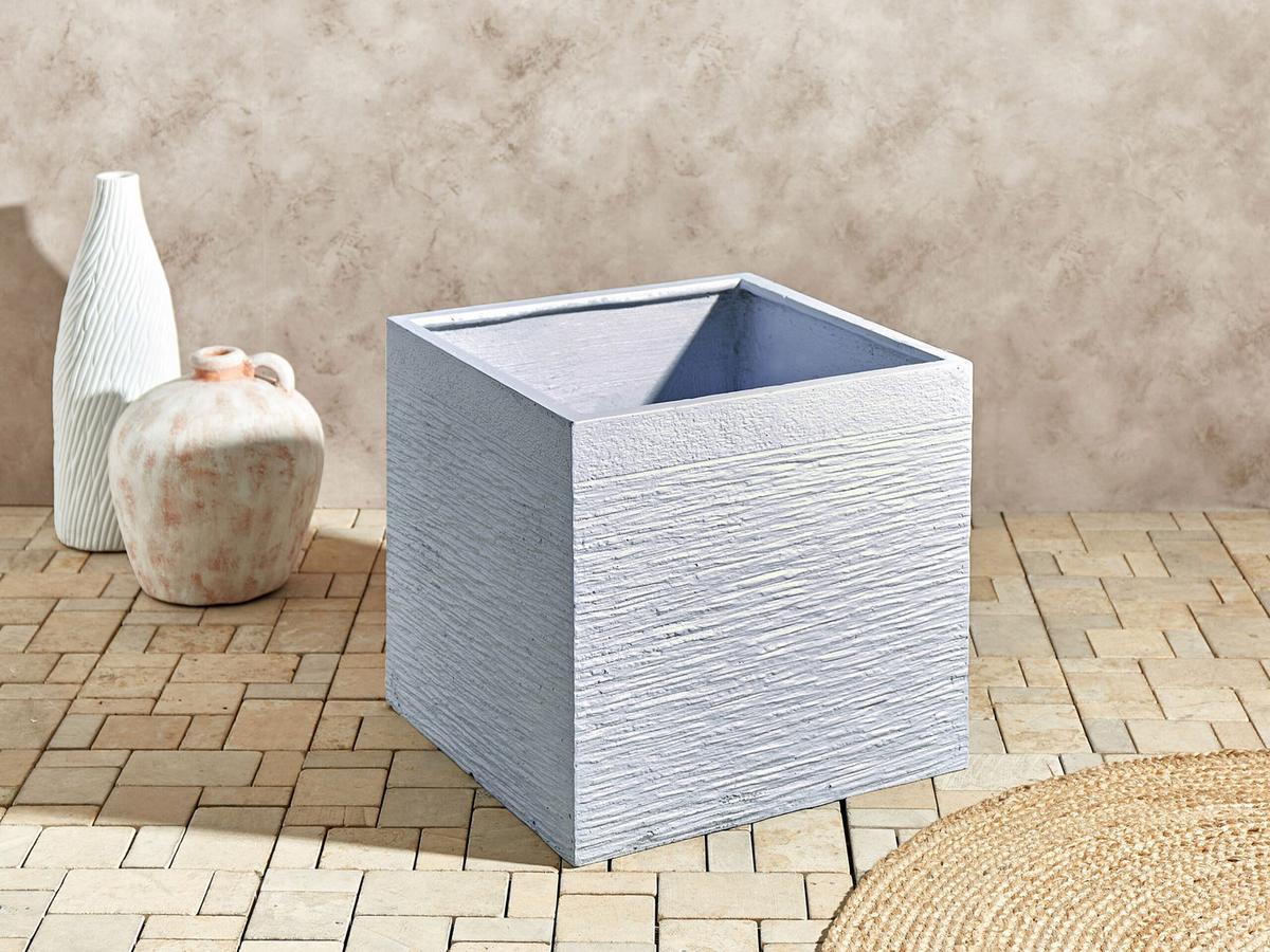 BLUMENTOPF weiß quadratisch 50/50/46 cm Paros - Weiß, Naturmaterialien (46cm) - Beliani