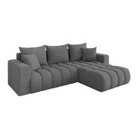 ECKSOFA mit Schlaffunktion Ottomane Rechts MILA-L-v1 277x195x86 Grau Velours - Taupe/Schwarz, Holzwerkstoff/Kunststoff (277/194cm) - ALTDECOR