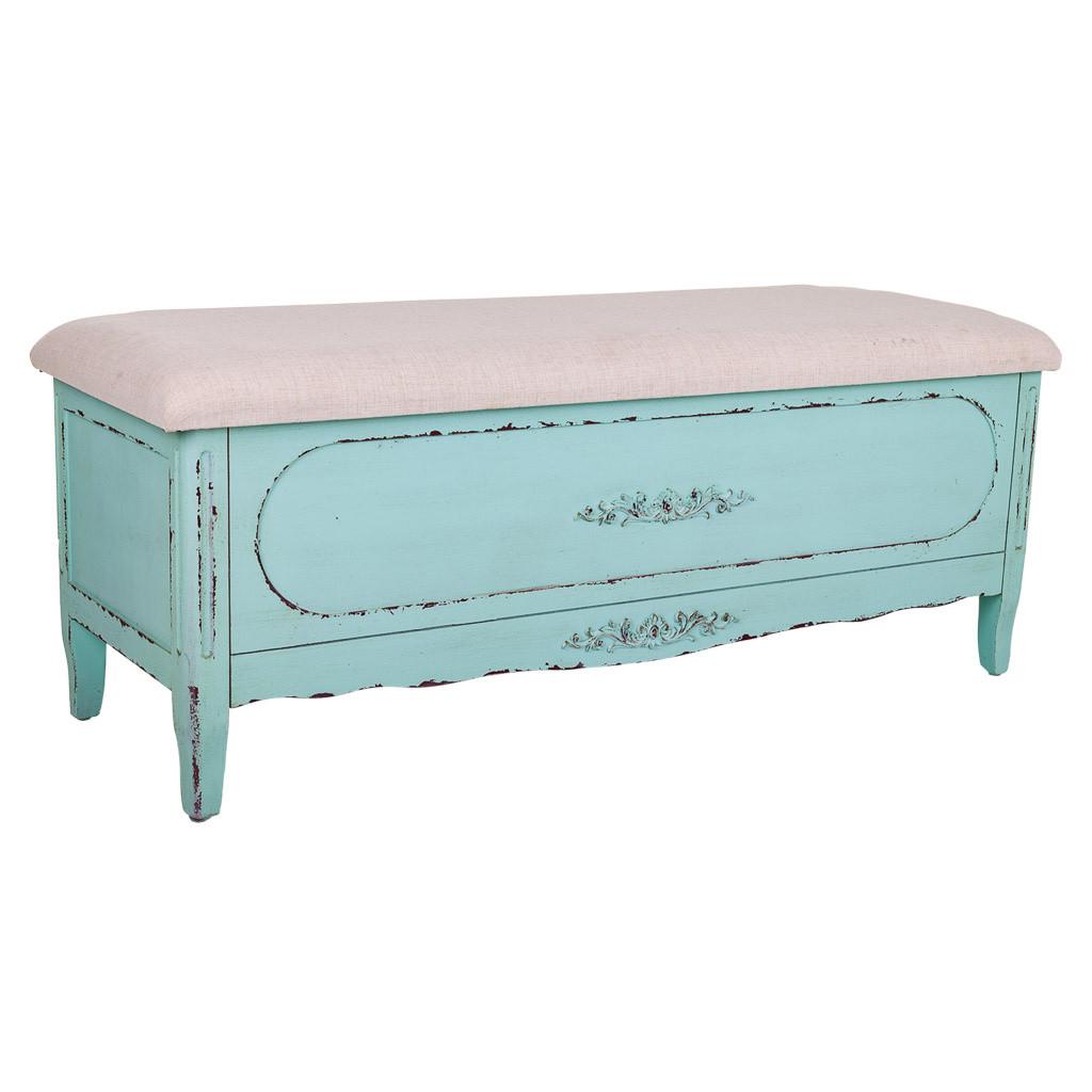 POLSTERBANK aus Holz 120x43x48 blauem - Blau, Holzwerkstoff (120/48/43cm) - Wanderlust