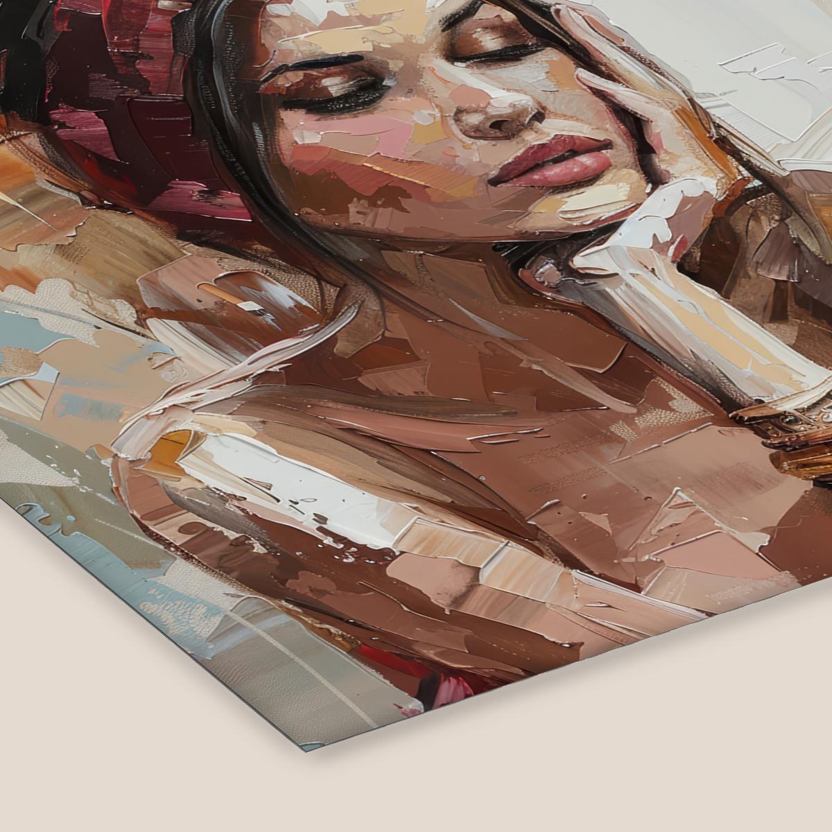POSTER MIT RAHMENGERAHMTES BILD Frau - Lackierung - Porträt - Modern 40x40 cm - Altrosa, Papier (40/40cm) - MuchoWow