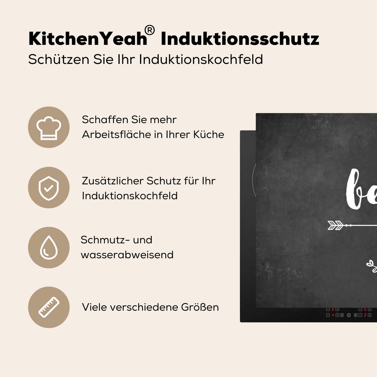 HERDABDECKPLATTE Zitat - Einen schönen Tag - Grau - Weiß Ceranfeldabdeckung 90x52 cm - Anthrazit, Kunststoff (90/52/0.2cm) - MuchoWow