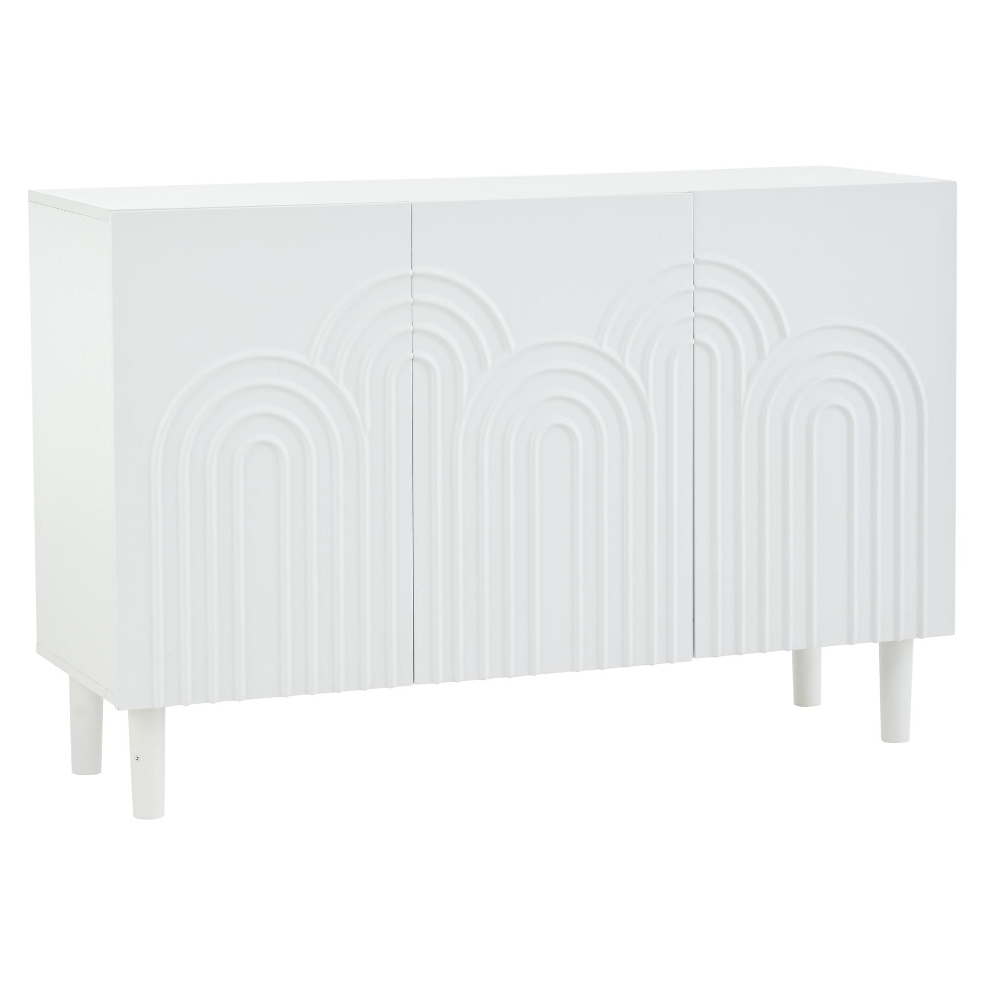SIDEBOARD 120 cm in Weiß Kommode mit 3 Designtüren & verstellbaren Fächern - Weiß, Holzwerkstoff (120/79/39cm) - Urban Meuble