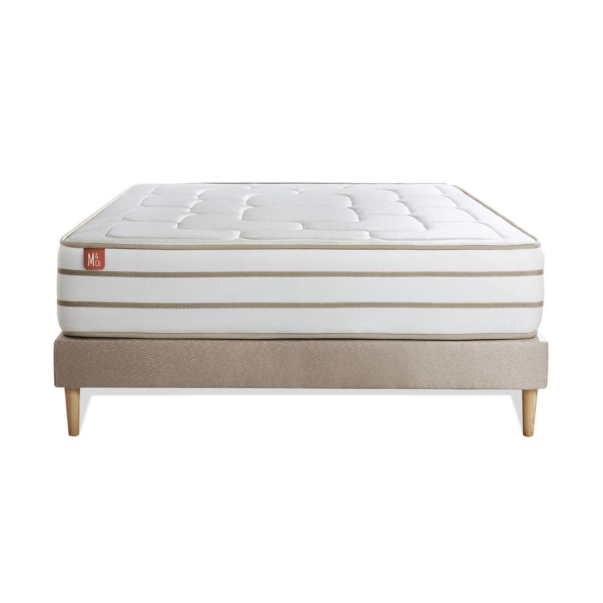 BETT Le Douillet Memory-Schaum 140 x 200 cm h1 - Kit Bettgestell Beige - Beige, Karton/Holz (140/200cm) - Marmottes & Co