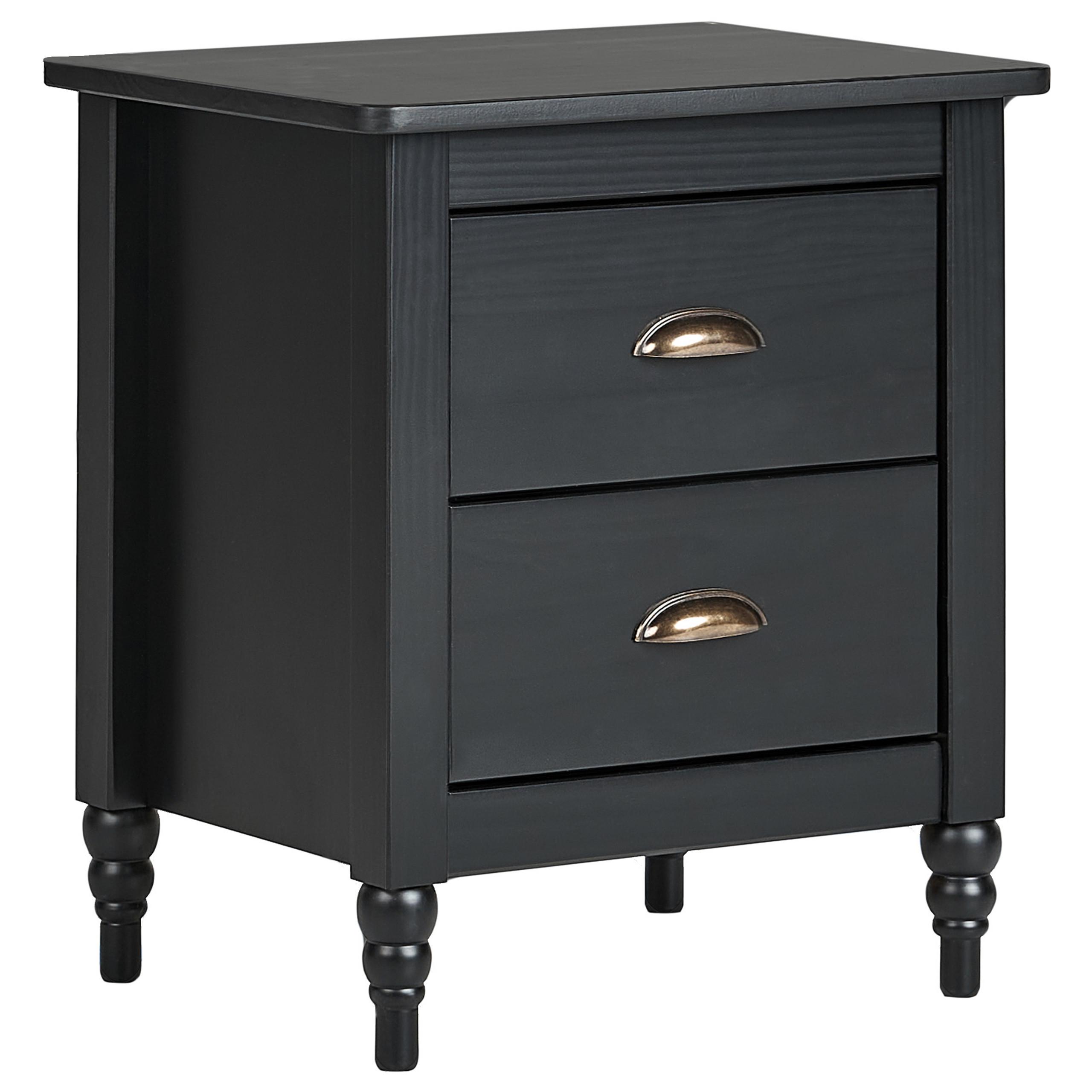 NACHTTISCH mit 2 Schubladen Kiefernholz Schwarz Shillington - Schwarz, Holz (35/46/52cm) - Beliani