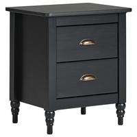 NACHTTISCH mit 2 Schubladen Kiefernholz Schwarz Shillington - Schwarz, Holz (35/46/52cm) - Beliani