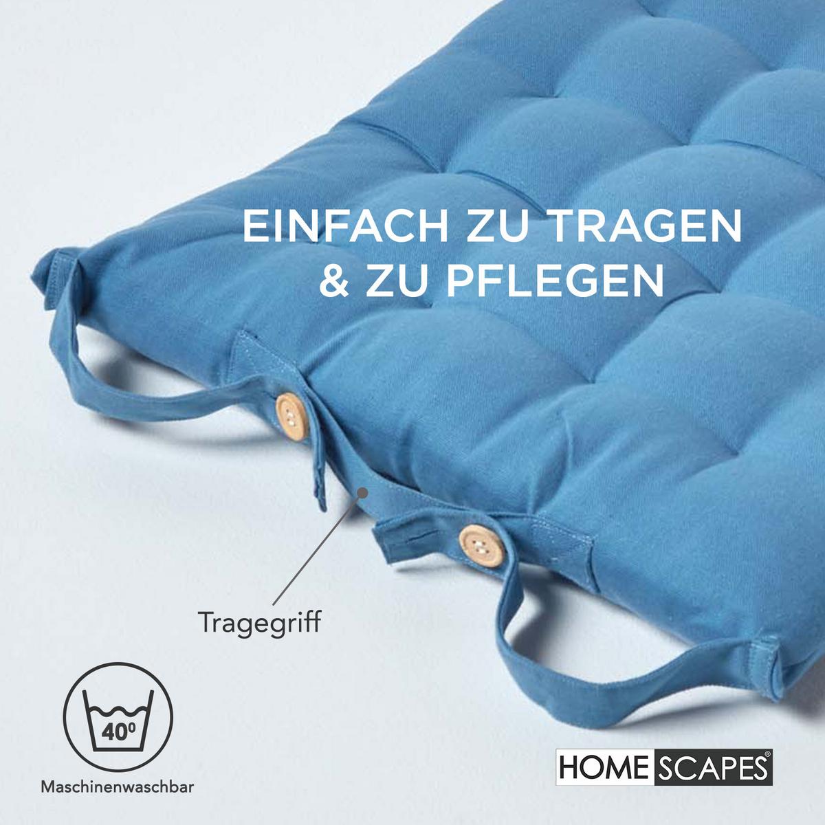 STUHLKISSEN 6er-Set blau 40/40/6,5 cm - Blau, Textil (40/40/6.5cm) - Homescapes
