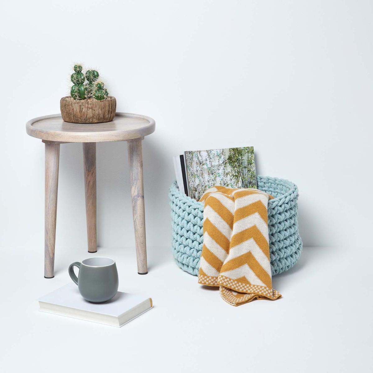 AUFBEWAHRUNGSKORB Baumwolle 37/21 cm - Pastellblau, Textil (37/37/21cm) - Homescapes