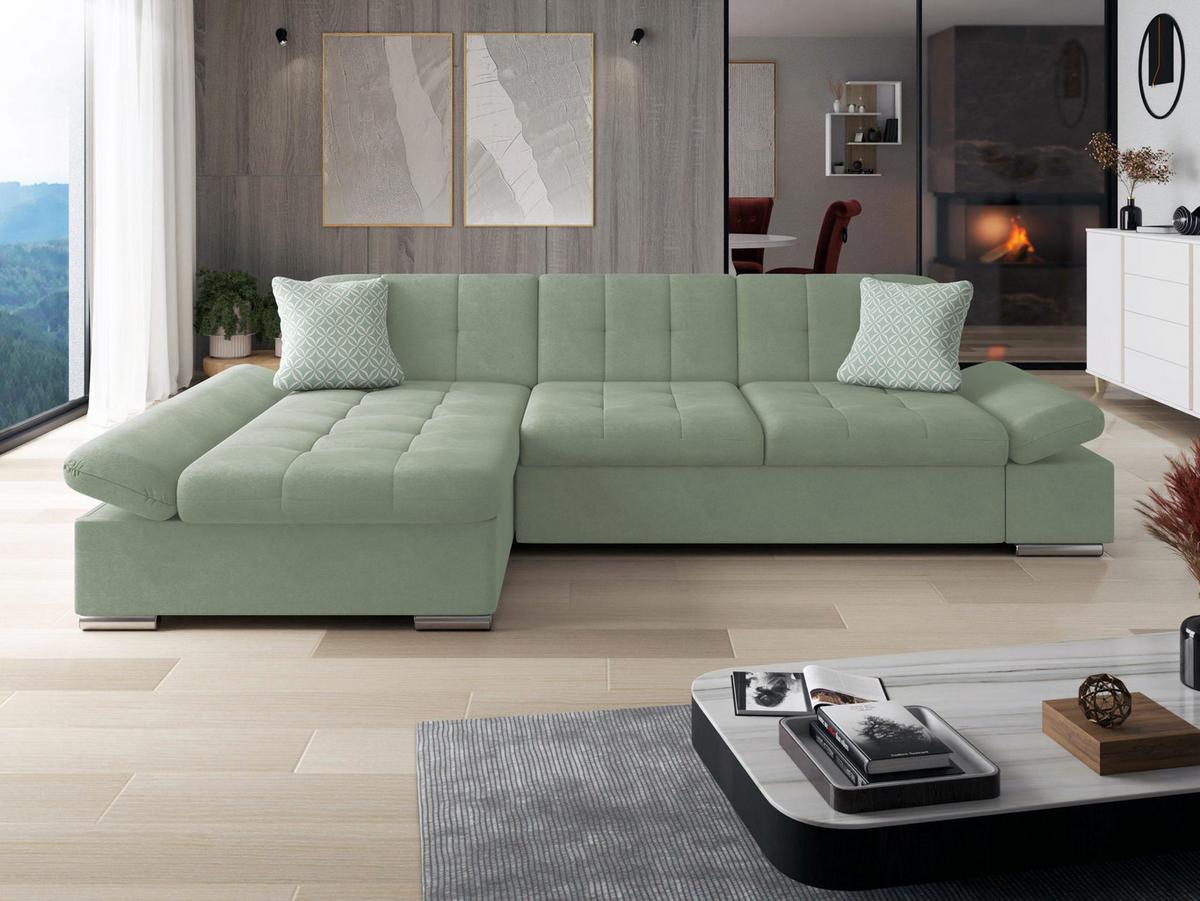 ECKSOFA Montana, Seite: Links - Hellgrün, Holz/Textil (278/161cm) - MIRJAN24