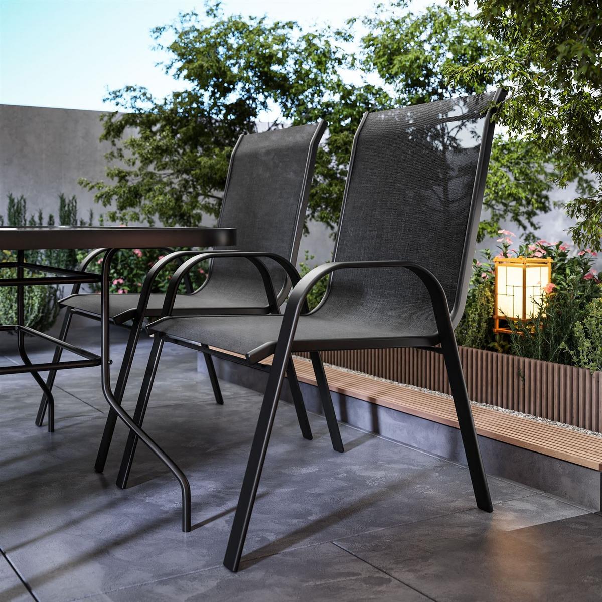 DINING LOUNGESET TERRA Gartenmöbelset aus Polyrattan - Schwarz, Textil - Lookway