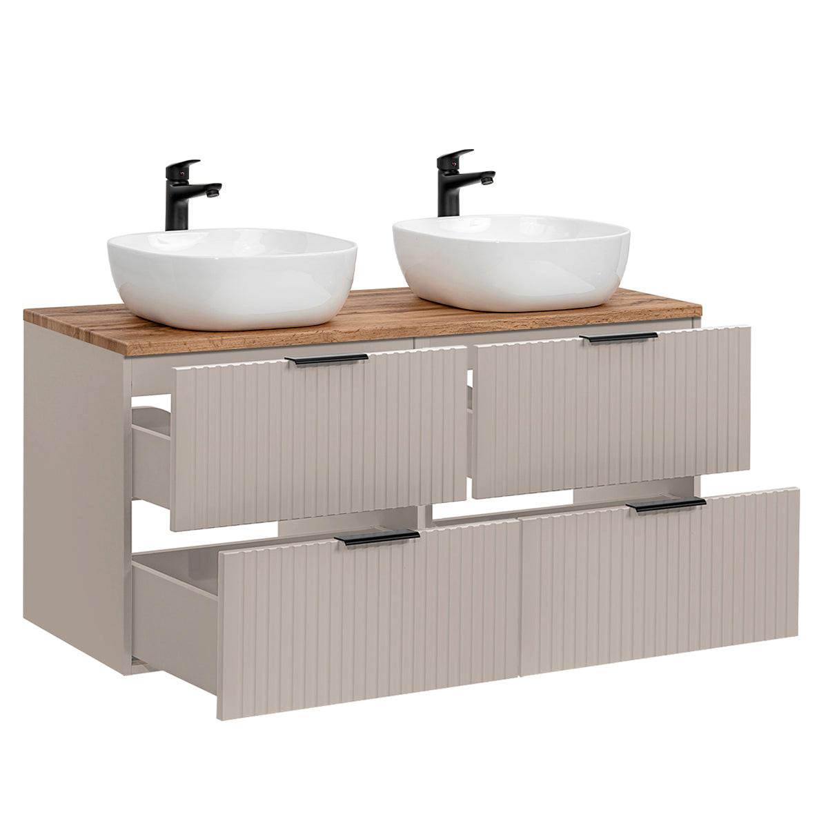 BADMÖBEL 120.8cm Adriel 2er-Set Kaschmir und Holz - Beige, Holzwerkstoff (120.8/59/46cm) - Petits-meubles
